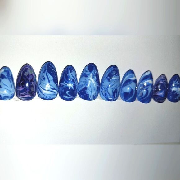 Hand crafted custom print 10pc short acrylic press on nails sz Small - Picture 6 of 7